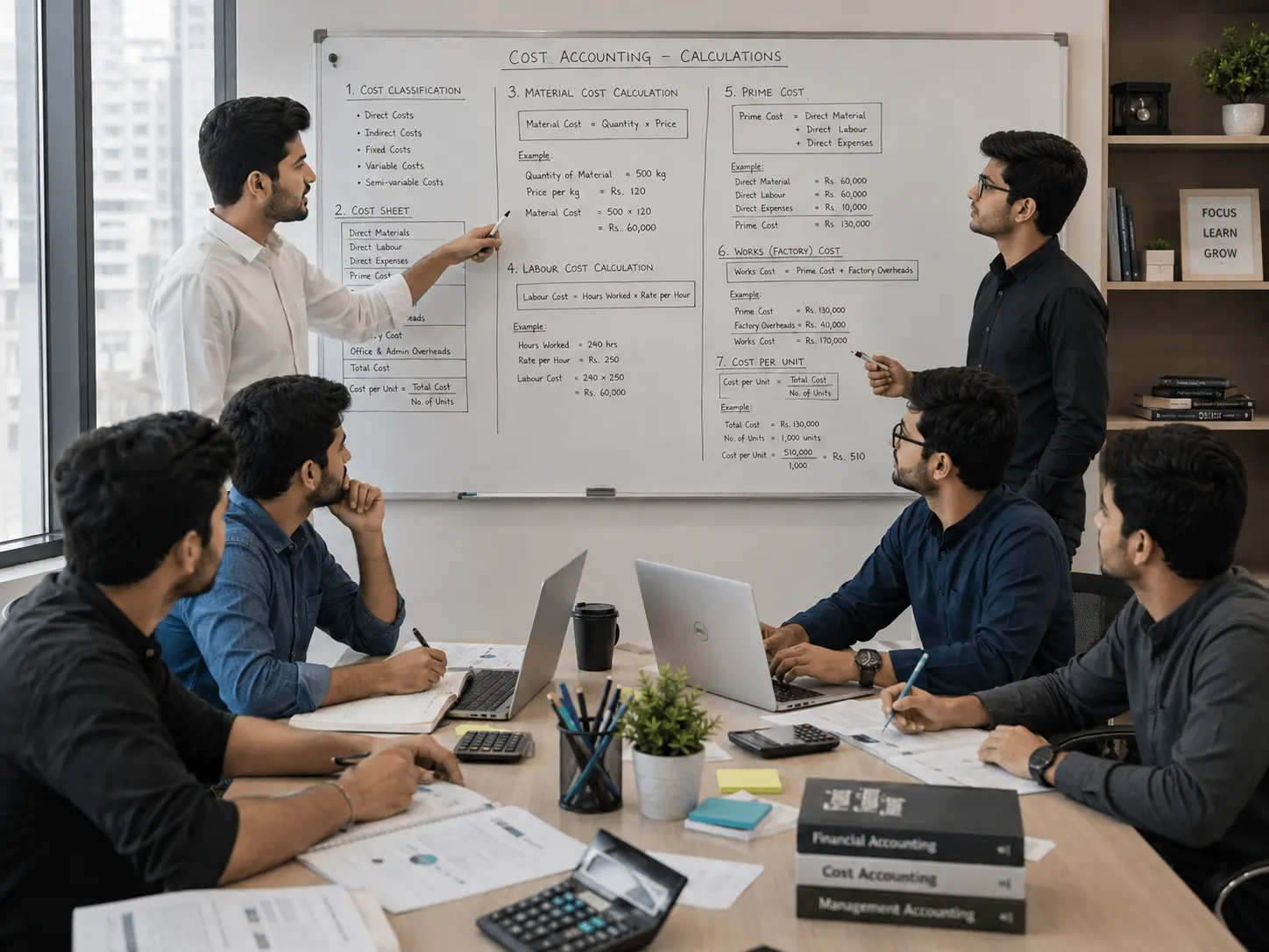 Pakistani students studying accounting