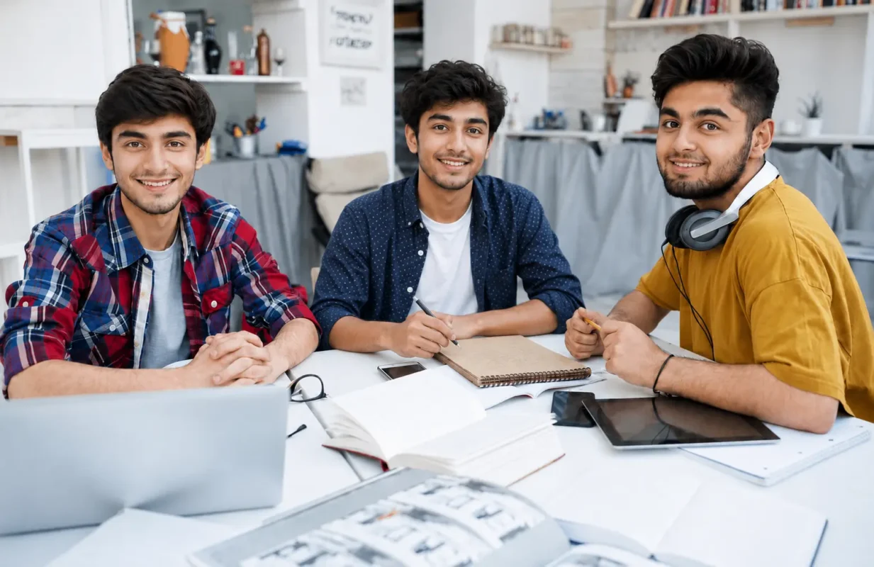 Students studying in class